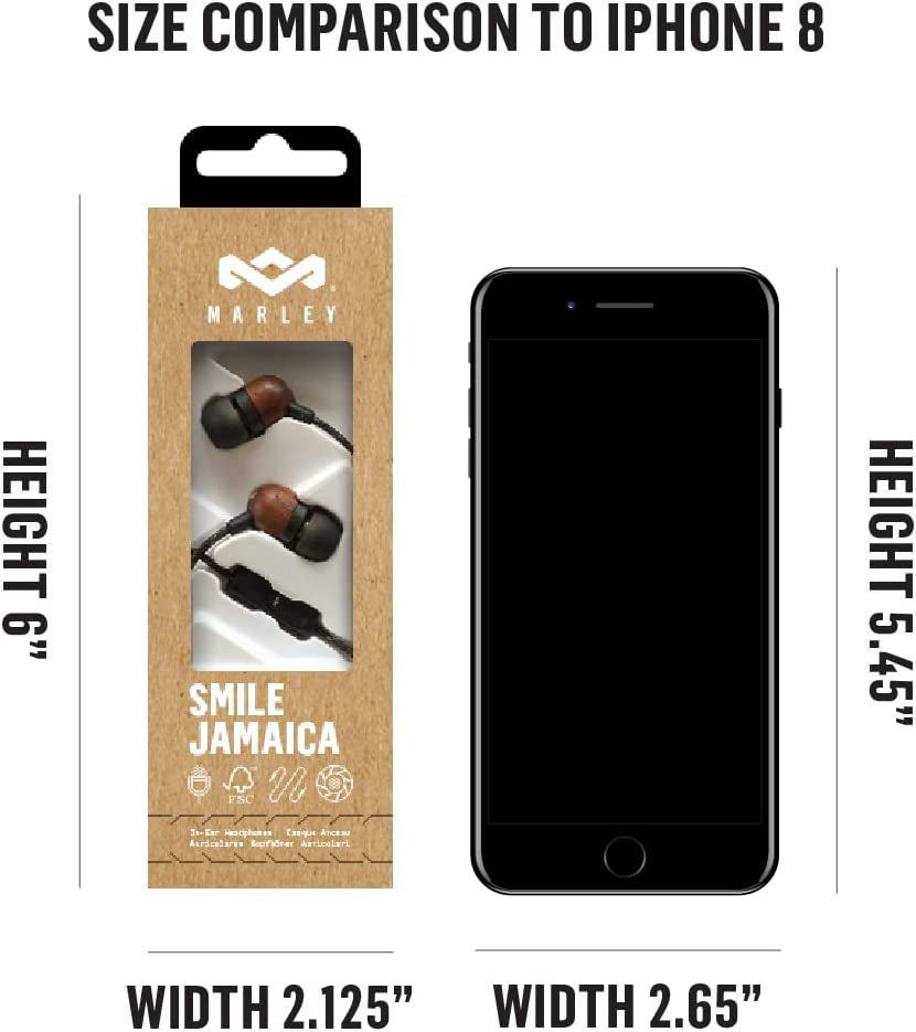 Smile Jamaica Wired: Wired Earphones with Microphone, Noise Isolating Design, and Sustainable Materials, Brass