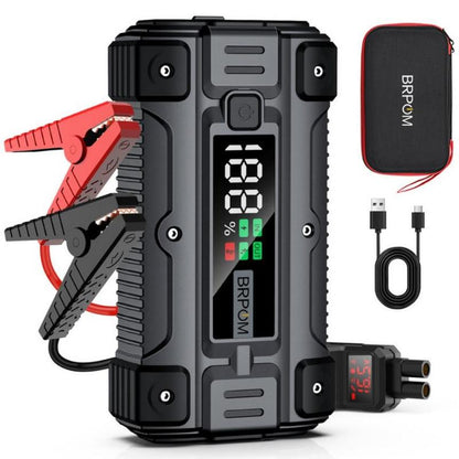 BRPOM 6000A Car Jumper Starter, (Up to All Gas or 10.0L Diesel Engine, 50 Times) 12V Booster Battery Charger, Jumper Box with LED Screen, Jumper Powerbank, Fast Charger Smart Jumper, Fall Multi-Functional Car Battery Repair Tool