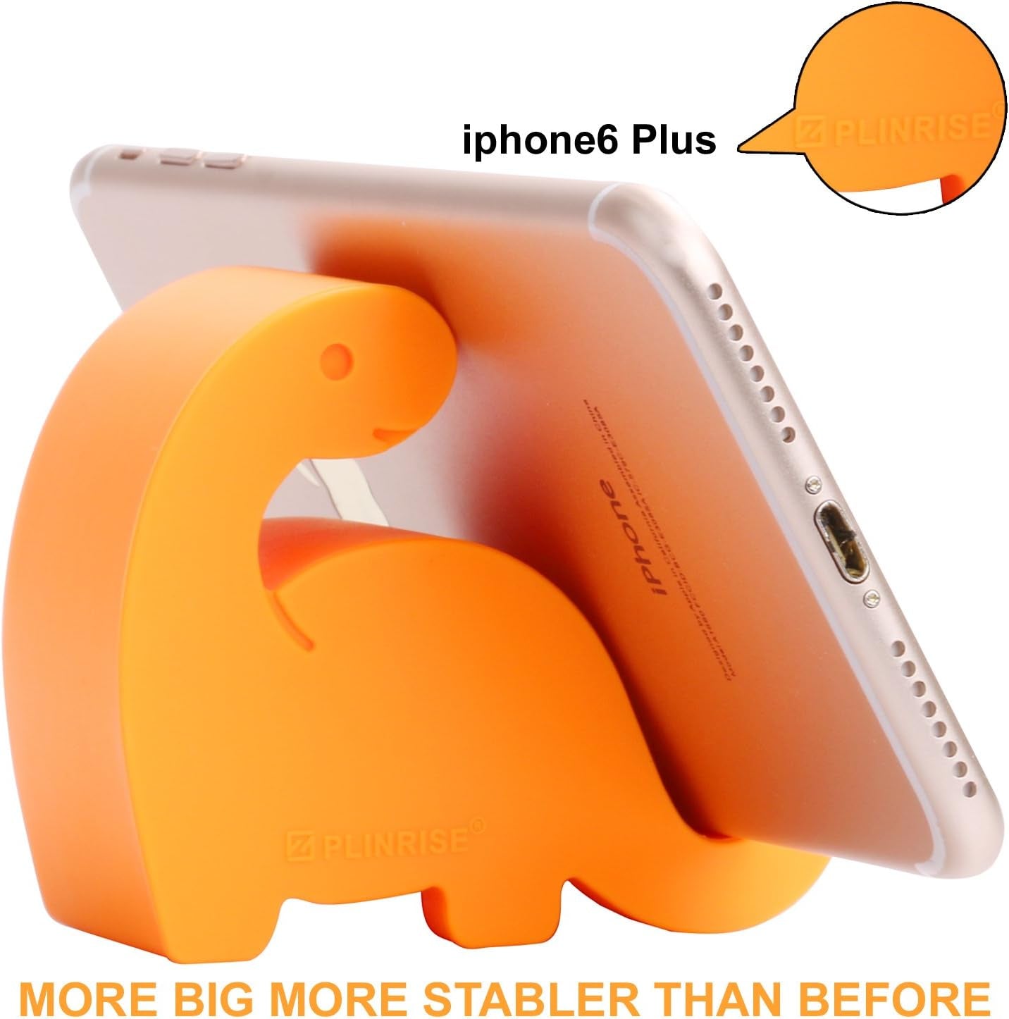 Plinrise Animal Desk Phone Stand, Update Dinosaur Silicone Office Phone Holder, Creative Phone Tablet Stand Mounts, Size:1.3" X 3.0" X 2.7" (Orange)