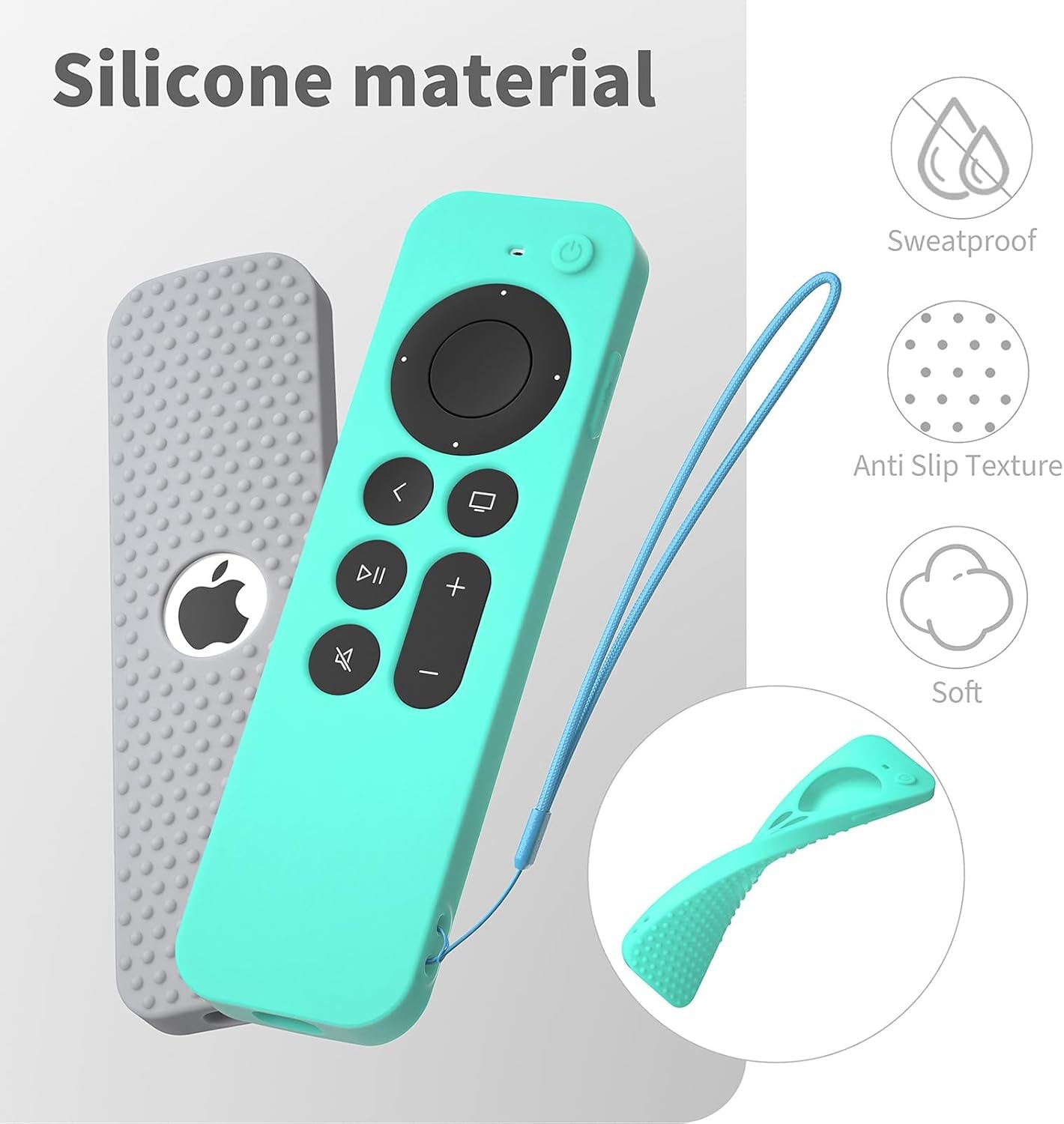 Compatible with Apple TV 4K Siri Remote 2021 Silicone Cover, Silicone Case for Apple TV 4K 6 Generation 2021 Remote Control, Apple 4K Siri Remote 2Nd Gen Cover (Mint Green)