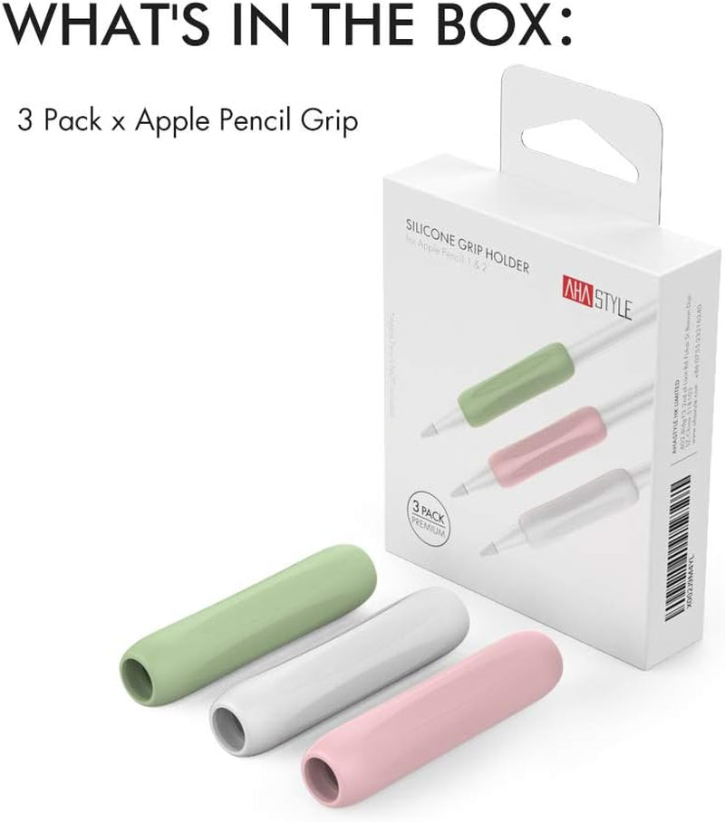 3 Pack Silicone Grips Holders for Apple Pencil (USB-C) & Apple Pencil (1St / 2Nd Generation) Ergonomic Protective Skin Sleeve Compatible with Ipad Pen (White,Green,Pink)