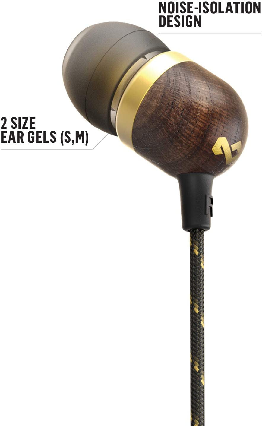 Smile Jamaica Wired: Wired Earphones with Microphone, Noise Isolating Design, and Sustainable Materials, Brass