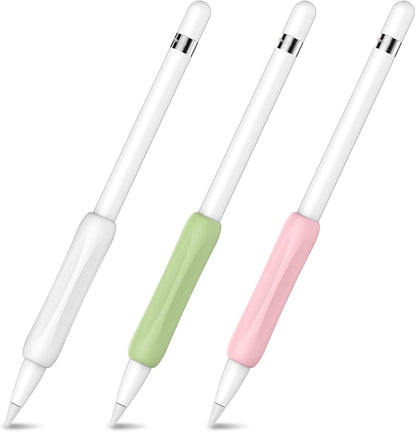 3 Pack Silicone Grips Holders for Apple Pencil (USB-C) & Apple Pencil (1St / 2Nd Generation) Ergonomic Protective Skin Sleeve Compatible with Ipad Pen (White,Green,Pink)